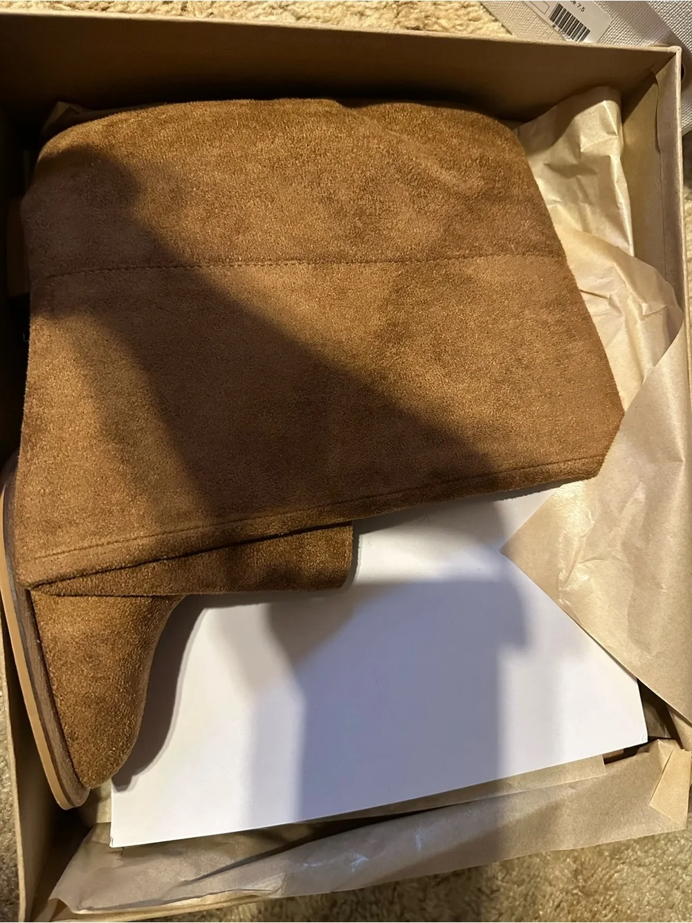 Mi.iM knee high Saint Suede Block Heel Boots in Camel